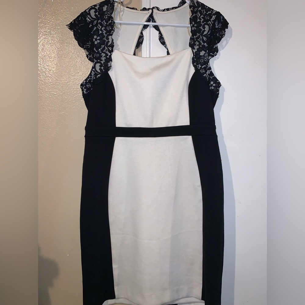 Black and Ivory Nicole Miller dress size Large, NWT.